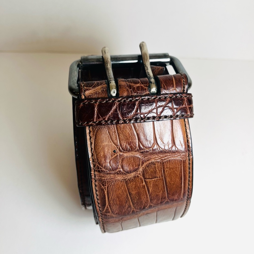 Ralph Lauren Purple Label Genuine Alligator Brown Belt